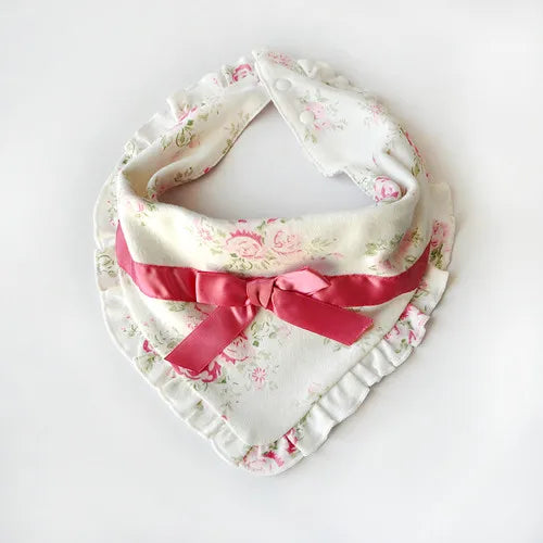 Cute Cotton Burp Cloth Triangle Round Lace Bow Princess Super Soft Baby Feeding Drool Bibs