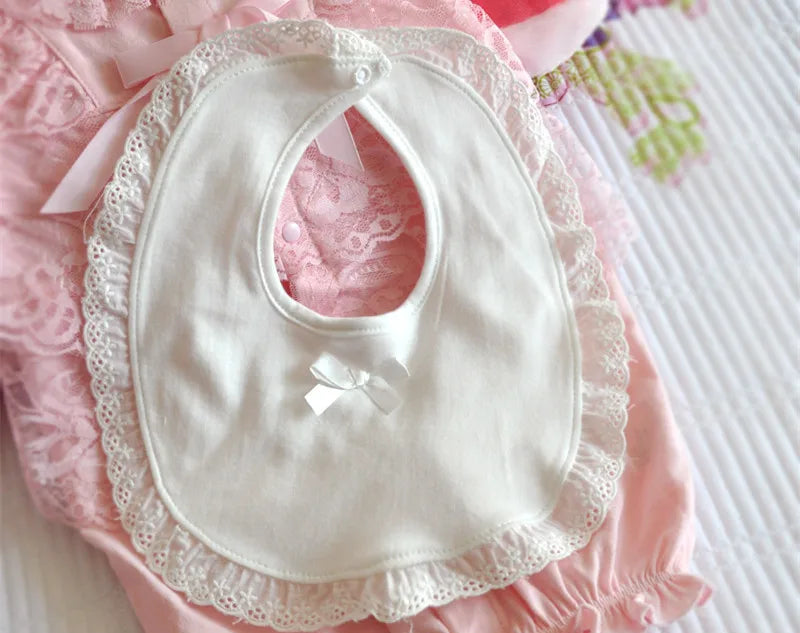 Cute Cotton Burp Cloth Triangle Round Lace Bow Princess Super Soft Baby Feeding Drool Bibs