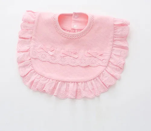 Cute Cotton Burp Cloth Triangle Round Lace Bow Princess Super Soft Baby Feeding Drool Bibs