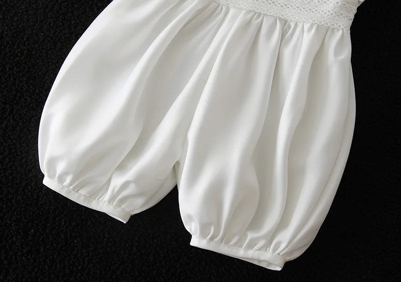 baby boy clothes white baptism baby romper set with hat turndown collar newborn first christmas boy birthday clothing 3-24M