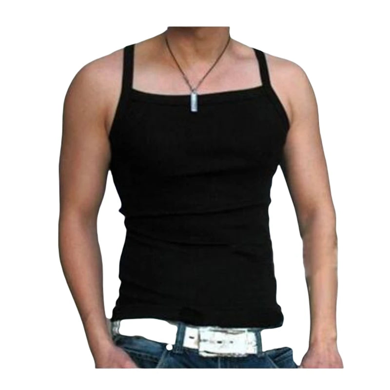 Men's wear sexy men underwear diy Male spaghetti strap low neck tight-fitting vest 100% cotton  t-shirt summer men's clothing
