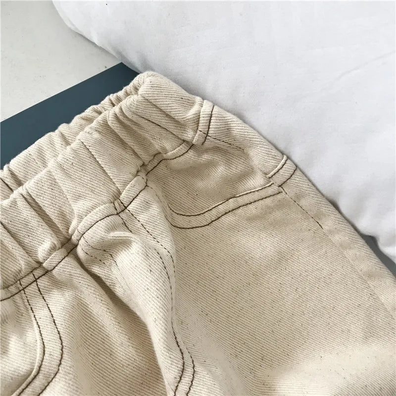Baby Boy Jean Pants Cotton White Blue Black Infant Toddler Children Jeans Denim Trousers Long Baby Boys Loose Pant Clothes 1-5Y