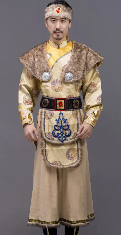 Mongolian Clothing for Men Grassland National Dance Stage Performance Wear Winter Asian Folk Costume