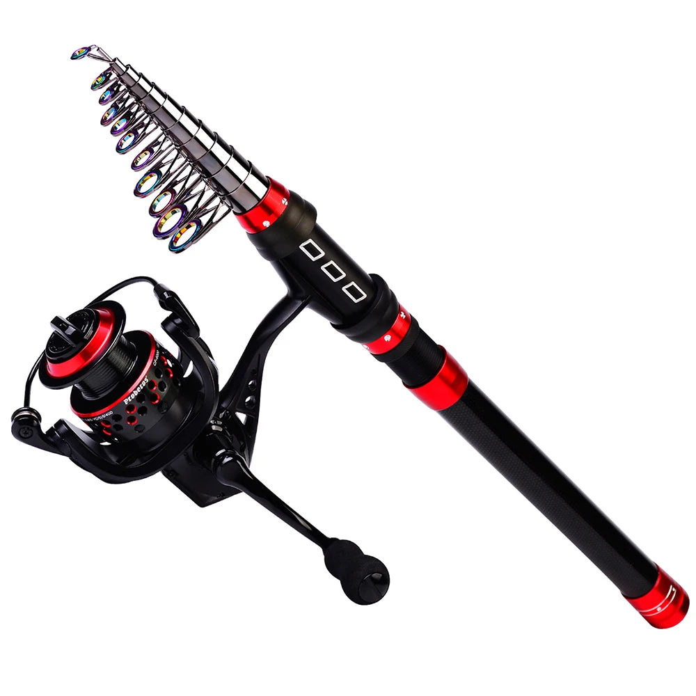 Fishing Rod Carbon Fiber Reel Combo Pole And Telescopic Fishing For Saltwater Freshwater Travel Рыболовные Аксессуары