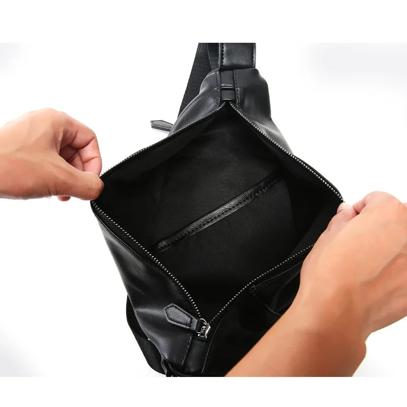 Fashion Dumpling Bag Men Chest Bag Messenger Bag Sost PU Leather Cross Body Chest Bag for Men Shoulder Bag Daily Sling Bag Man
