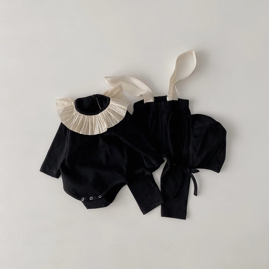 2025 New Baby Girl Clothes Set Bodysuit + Pants + Hat 3pcs Cotton Toddler Outfits Kids Overalls Set Children Boys Clothing Set