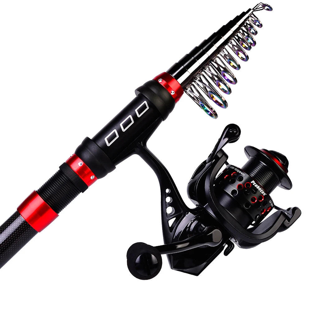 Fishing Rod Carbon Fiber Reel Combo Pole And Telescopic Fishing For Saltwater Freshwater Travel Рыболовные Аксессуары