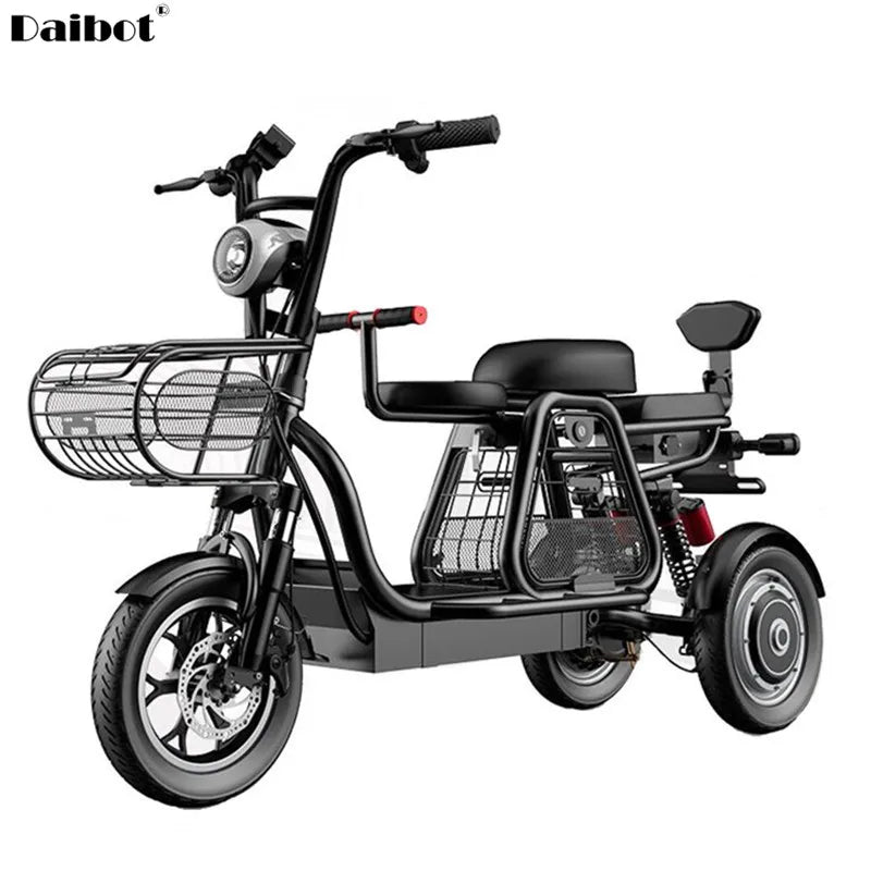 Daibot Electric Scooter With Seat 3 Wheel Electric Scooters 12 Inch 500W 48V 30KM /H Portable Tricycle Off Road Electric Bike