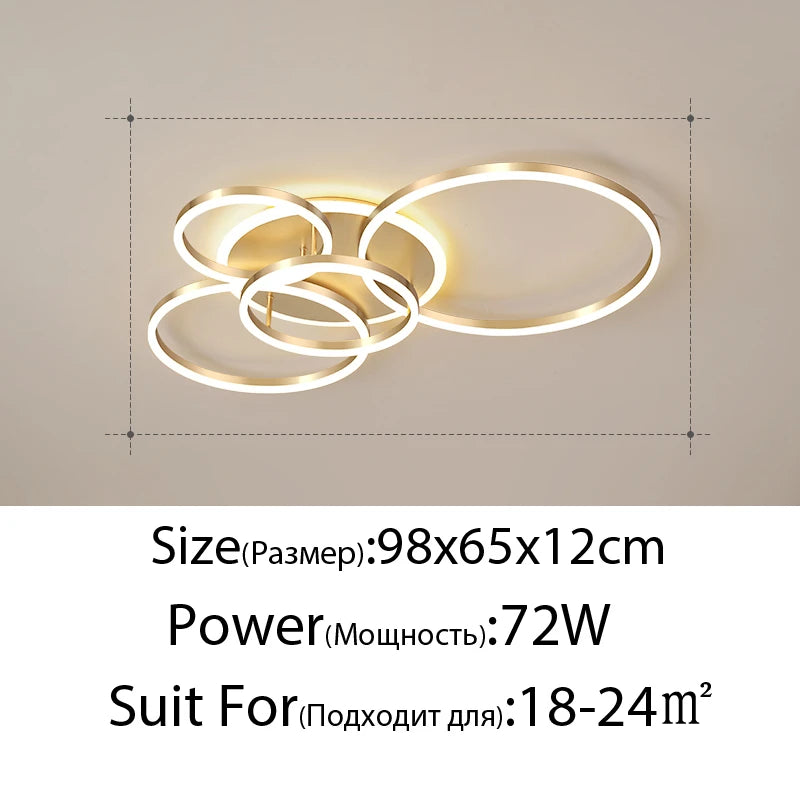 Modern LED Ceiling Chandelier Lighting For Living Study Room Bedroom Dimmable Home Gold Black Indoor Lighting decoration Lamps