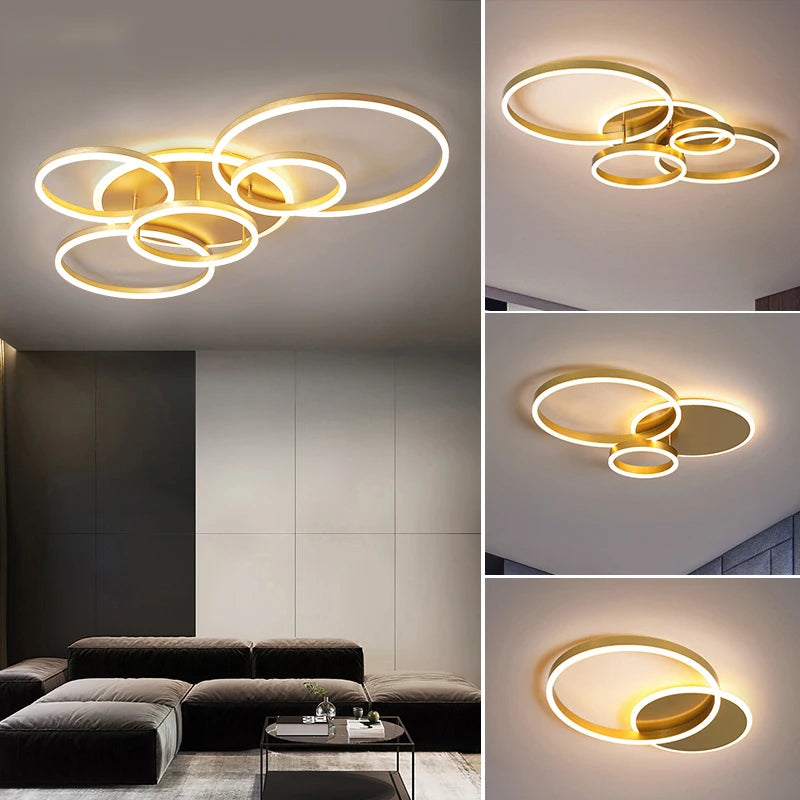 Modern LED Ceiling Chandelier Lighting For Living Study Room Bedroom Dimmable Home Gold Black Indoor Lighting decoration Lamps