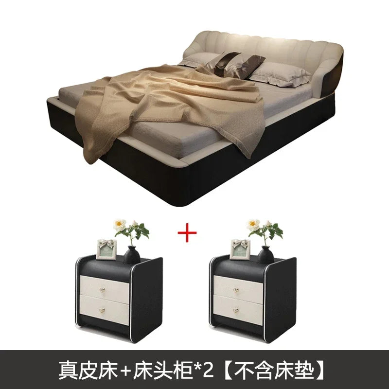 Lazy Luxury Modern Bed Frame Aesthetics Double Small Family Designer Apartment Bed High End Confortable Classic Lit Furniture