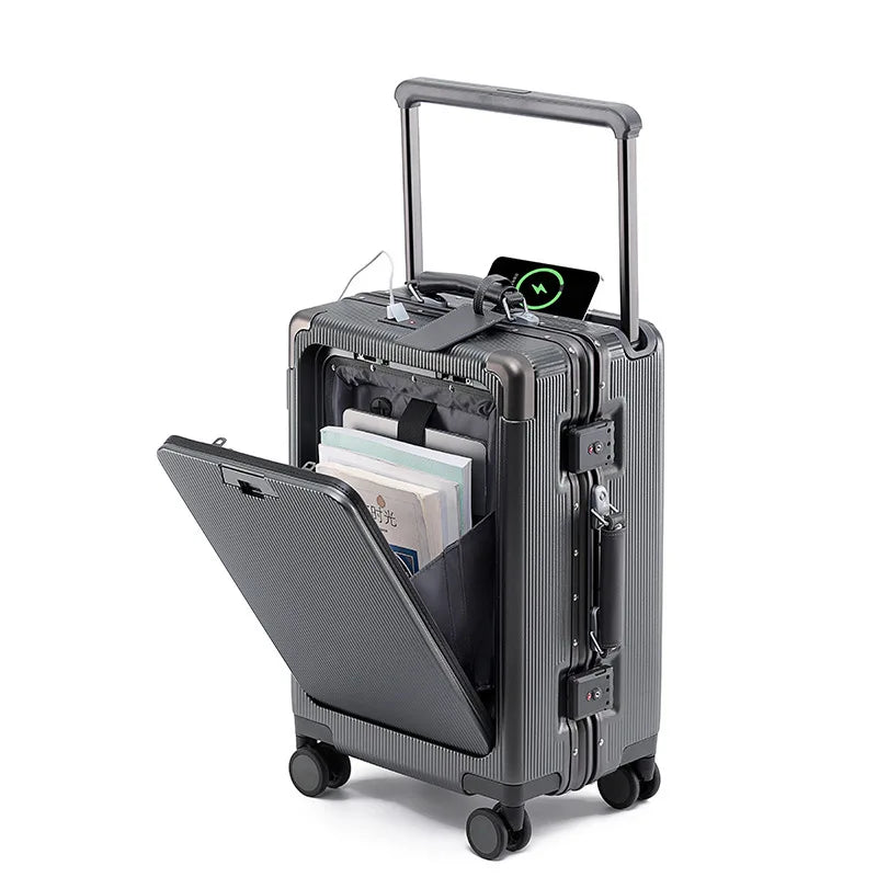 Aluminum Frame Luggage Password Carry on Luggage with Wheels Quiet Universal Wheel Fashion Travel Box Pull Rod Box