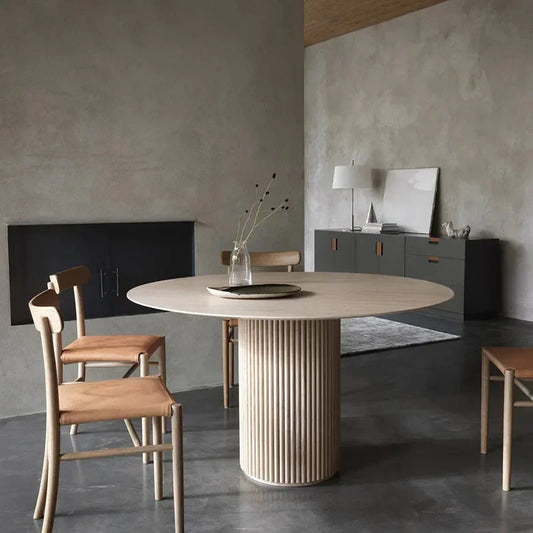 Retro Solid Wood Round Table Home Quiet Style Dining Table