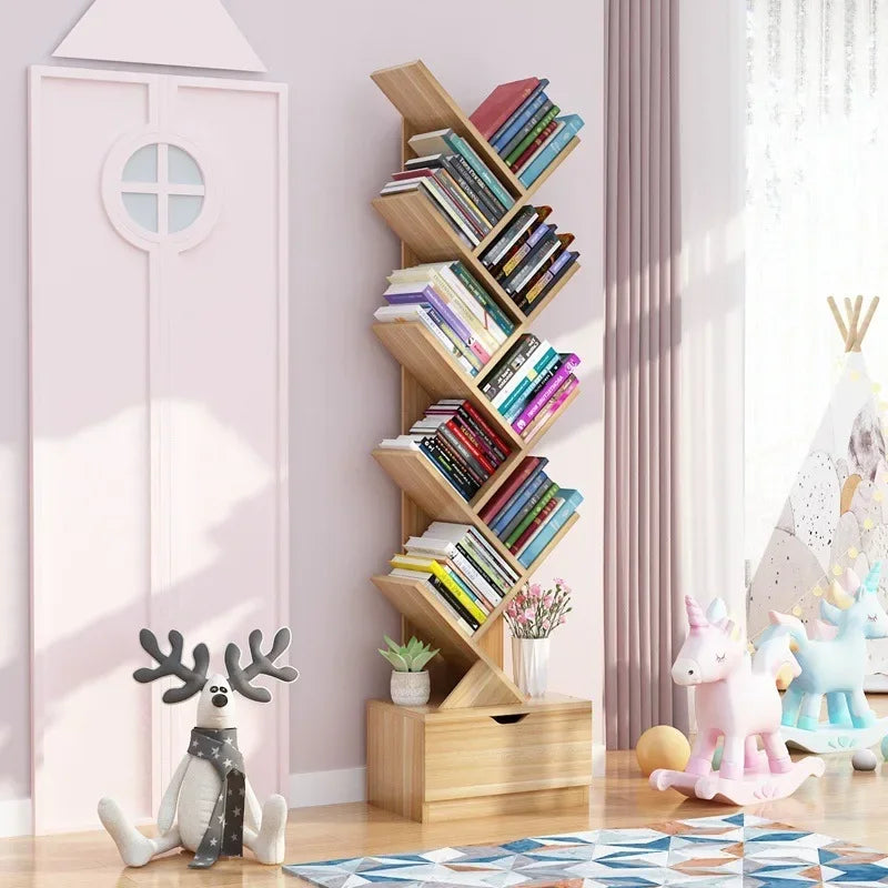 Modern Children's TreeShaped Bookshelf  FloortoCeiling Design, Living Room Storage Bookcase, Innovative Home Library