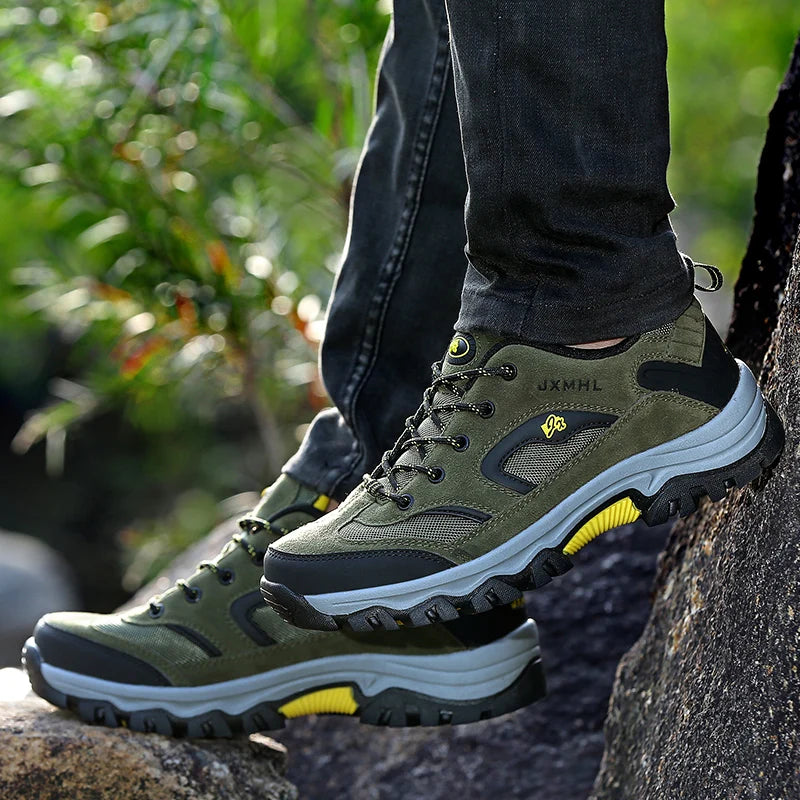 Classic Gray Trekking Sneakers For Men Original Outdoor Breathable Men's Hiking Shoes Fashion Casual Non-slip Walking Shoes Man