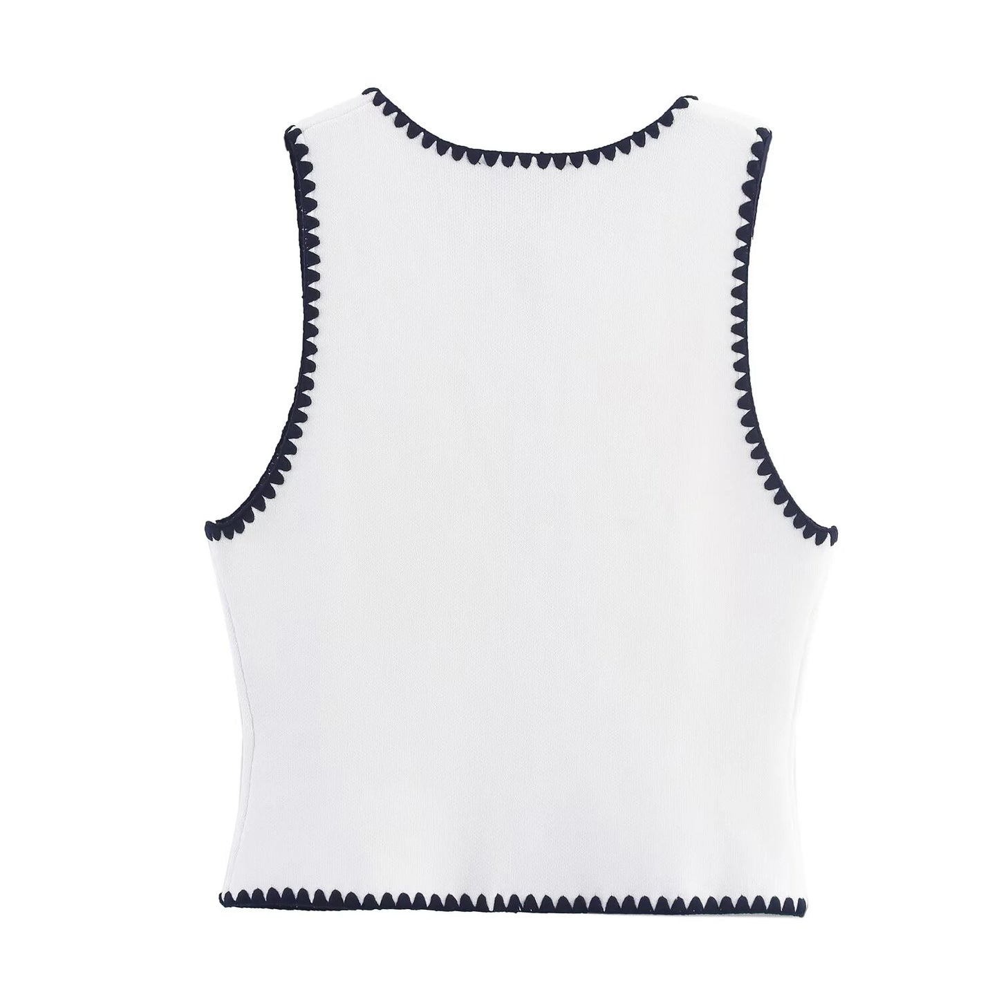 Women's clothing 2025 summer new fashion style elegant contrasting embroidery knit vest