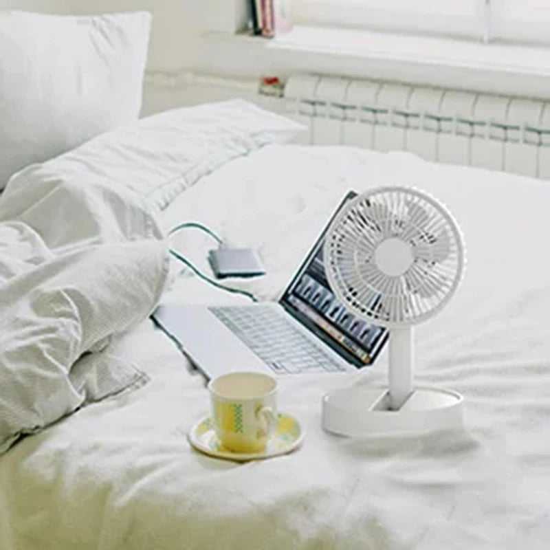 Electric Fan Portable Mini Desktop USB Folding Fan with 4 Speeds and Timing Function for Bedroom Office Indoor or Outdoor Use