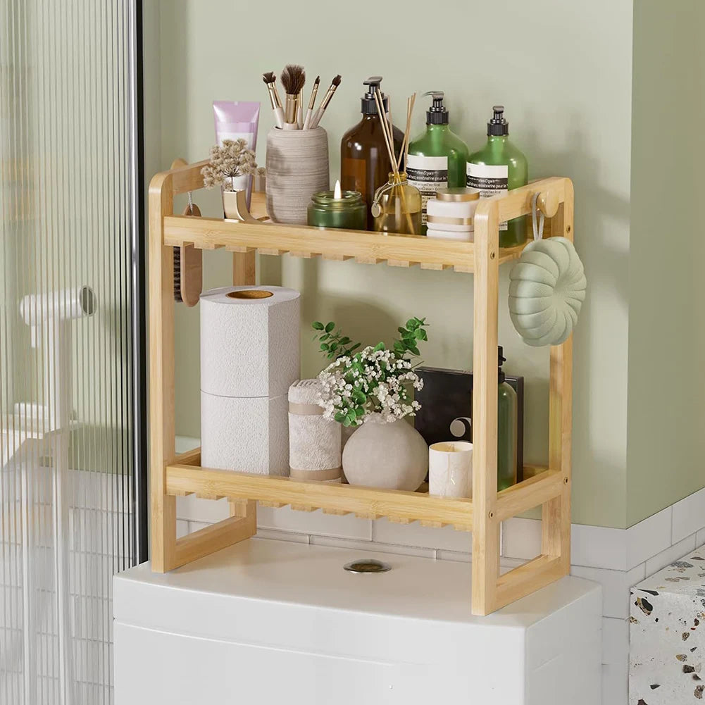 Bamboo Bathroom Organizers and Storage Shelves Over Toilet Bathroom Shelf Home Storage Rack for Small Bathroom Space Saver