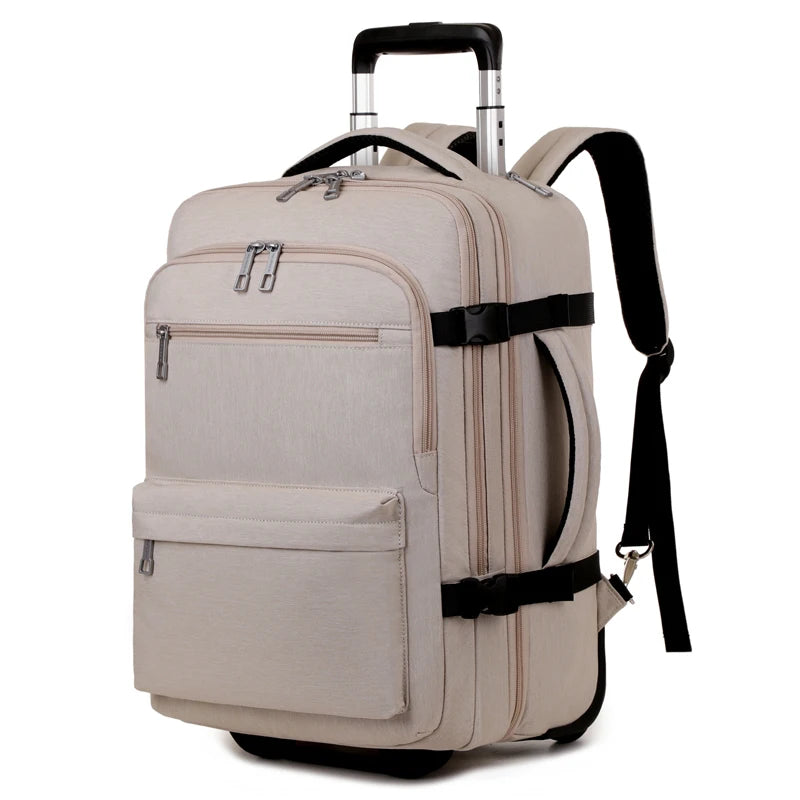 Rolling Backpack Carry On Luggage, Travel Laptop Backpack with Wheels for Men Women, Water Resistant Wheeled Rucksack Bag
