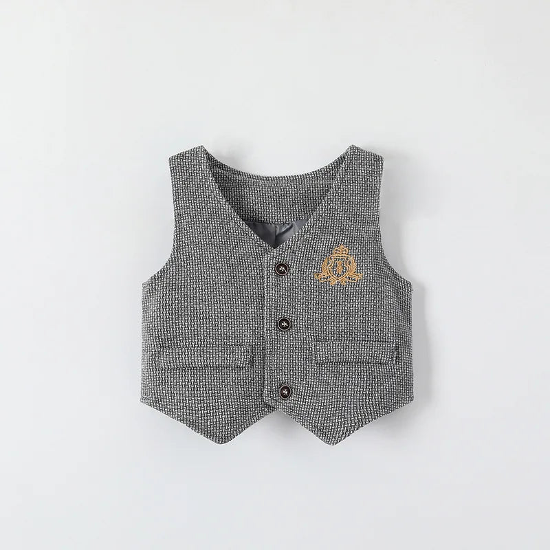 2025 Newborns Boy Formal Clothes Sets 3 PCS Infant Boy Gentleman T Shirt Vest Pant Outfit Autumn Infant Top Pant Suit Clothing