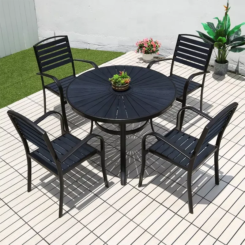 Outdoor Dining Tables Minimalist Round Waterproof Table Wood-plastic Table Balcony Living Room Furniture