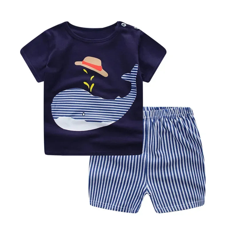 Baby Boy Clothes Summer 2024 Newborn Baby Boys Clothes Set Cotton Baby Clothing Suit (Shirt+Pants) Plaid Infant Clothes Set