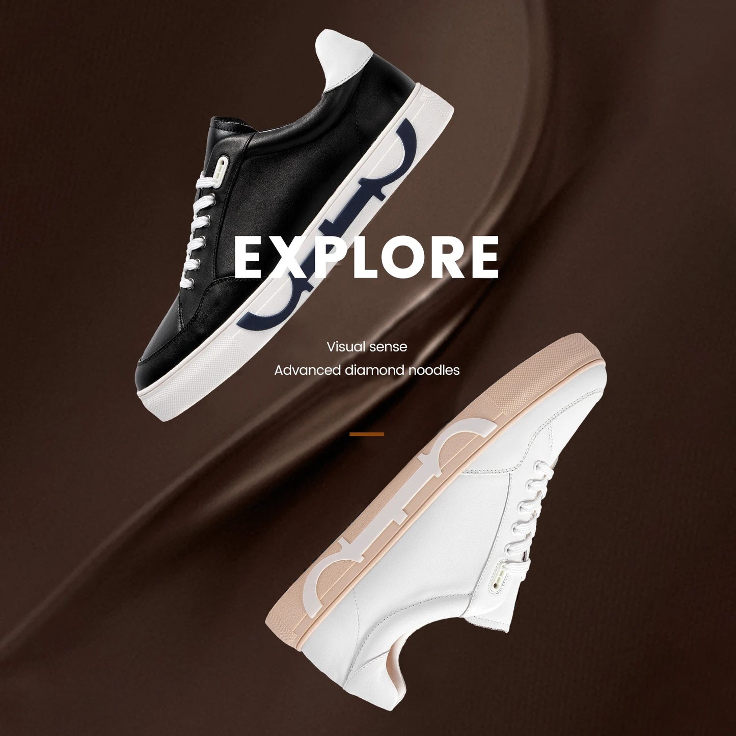 Men's shoes Black high-grade leather casual shoes flat bottom breathable comfortable board shoes coffee color 2025 new