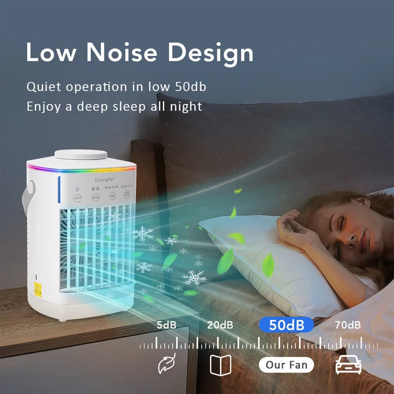 Small electric fan with water and ice office air conditioning fan refrigeration portable air-conditioning fan desktop mini