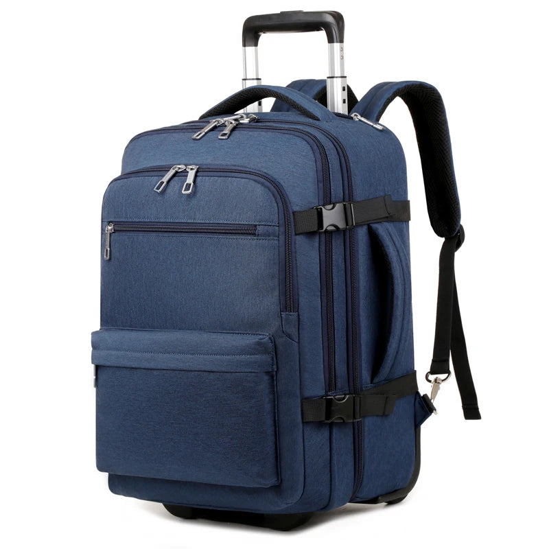 Rolling Backpack Carry On Luggage, Travel Laptop Backpack with Wheels for Men Women, Water Resistant Wheeled Rucksack Bag