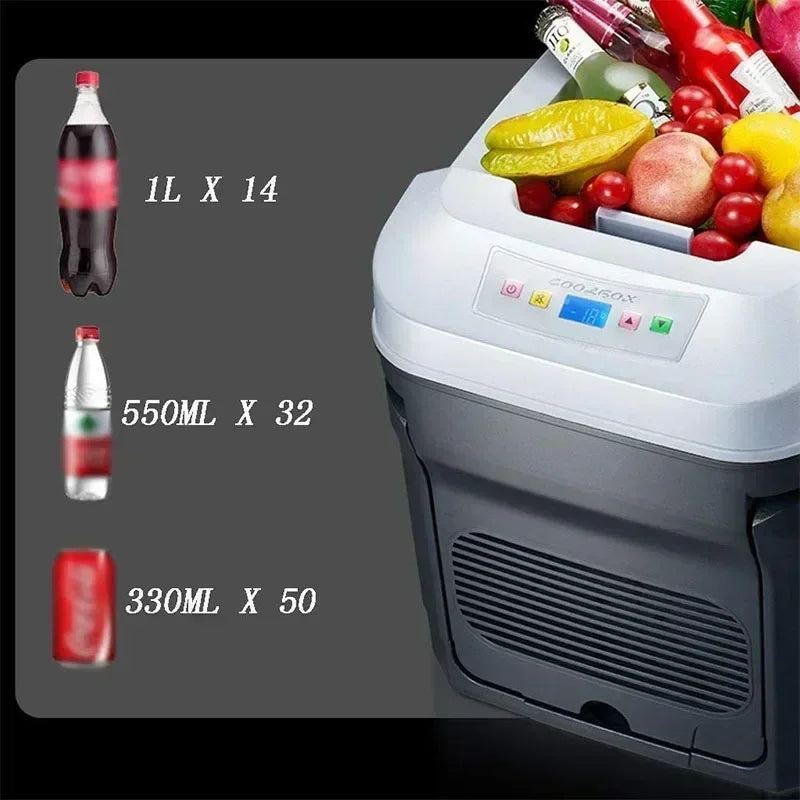 35L Mini Refrigerator Cold & Warm Dual-purpose Portable Outdoor Camping Fridges Food Drinks Cooler with LED Smart Display
