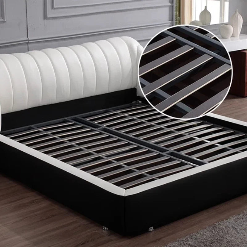 Lazy Luxury Modern Bed Frame Aesthetics Double Small Family Designer Apartment Bed High End Confortable Classic Lit Furniture