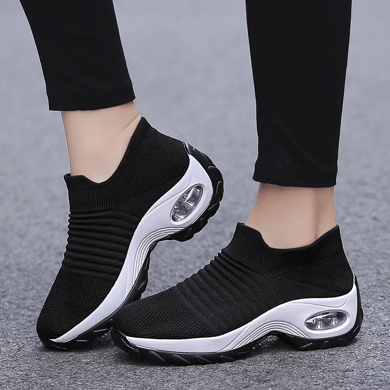 Women's Shoes Are Fashionable Casual Trendy Breathable Mesh Shock Absorbing Thick Soled Comfortable Cushioned Running Shoes