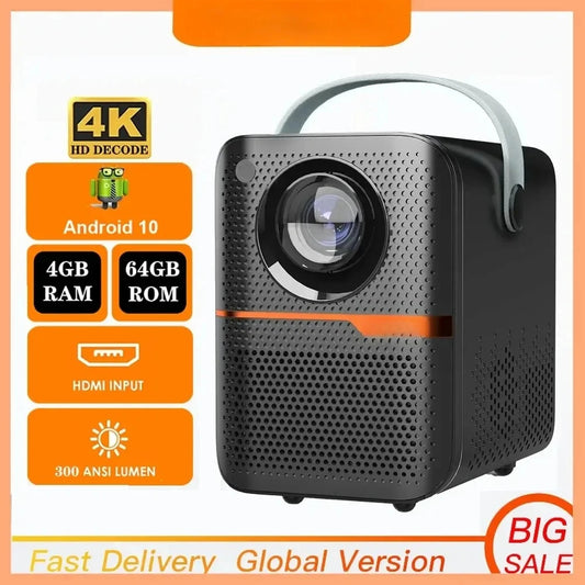 Android Smart Mini Projector 300ANSI Lumen Portable Projector 4K with WIFI Bluetooth 1080P Home Movie Theater Beamer