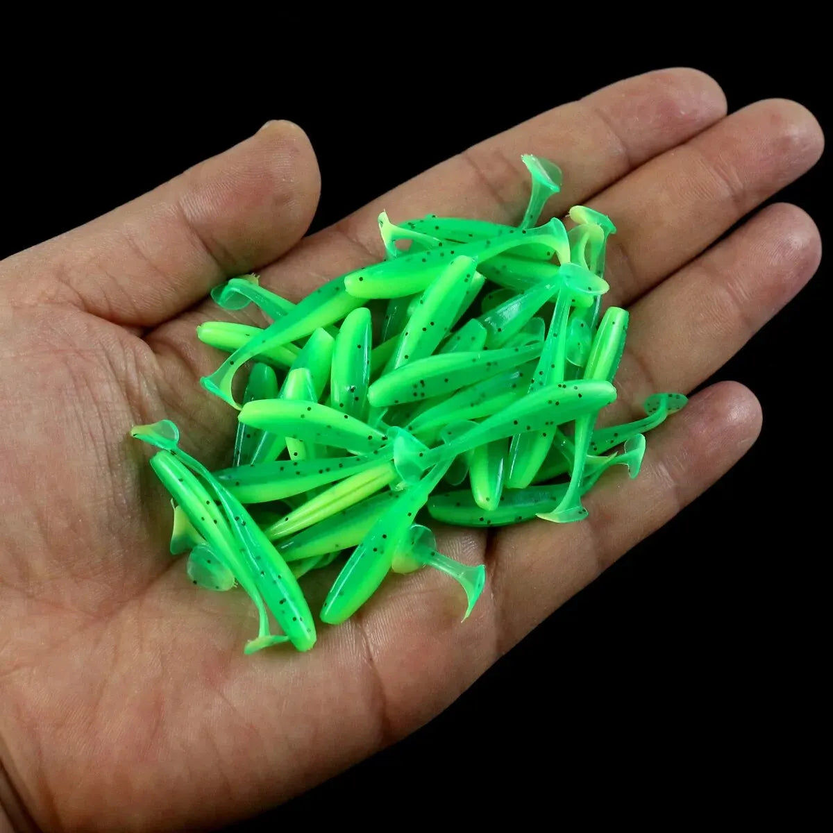 50pcs Mini Soft Fishing Lures, T-tail Worm Lure, Silicone Artificial Bait, Bass Pike Fishing Tackle