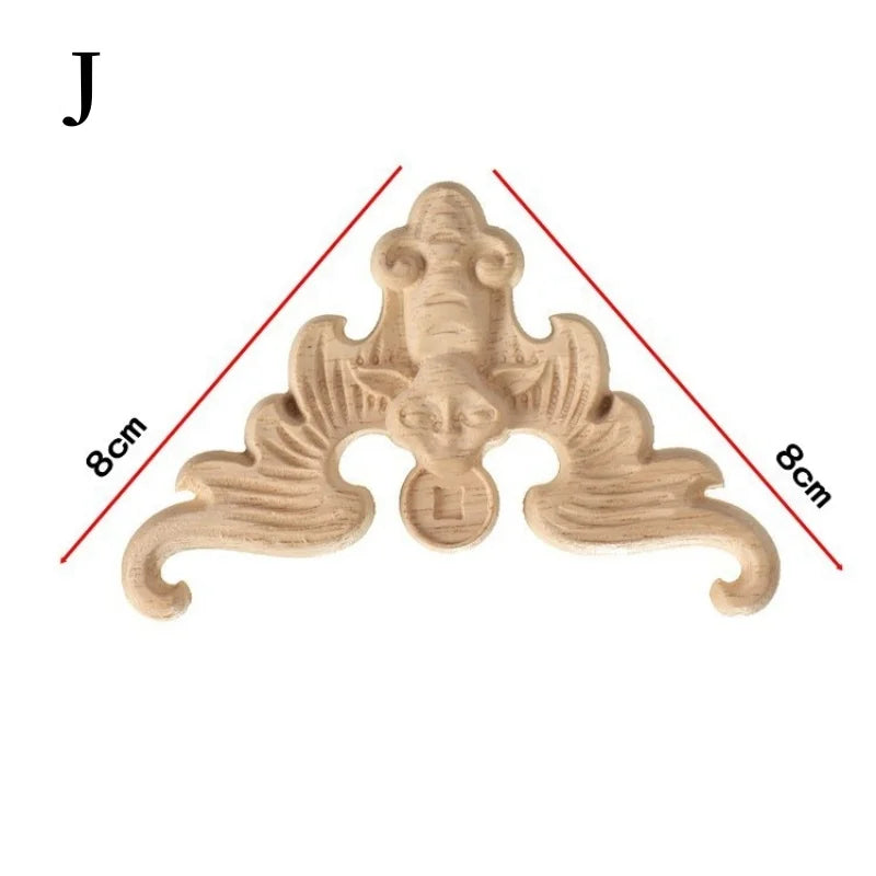 Decorative Wood Appliques and Onlays Natural Furniture Wall Door Wood Carving DIY Corner Frame Wood Craft Cabinet Wardrobe Decor