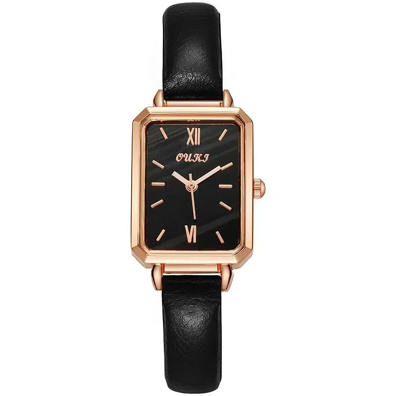 Women Watches Rectangle Quartz Watch Ladies Fashion Retro Compact Creative Striped Dials Wristwatches Relogio Mujer No Bracelet