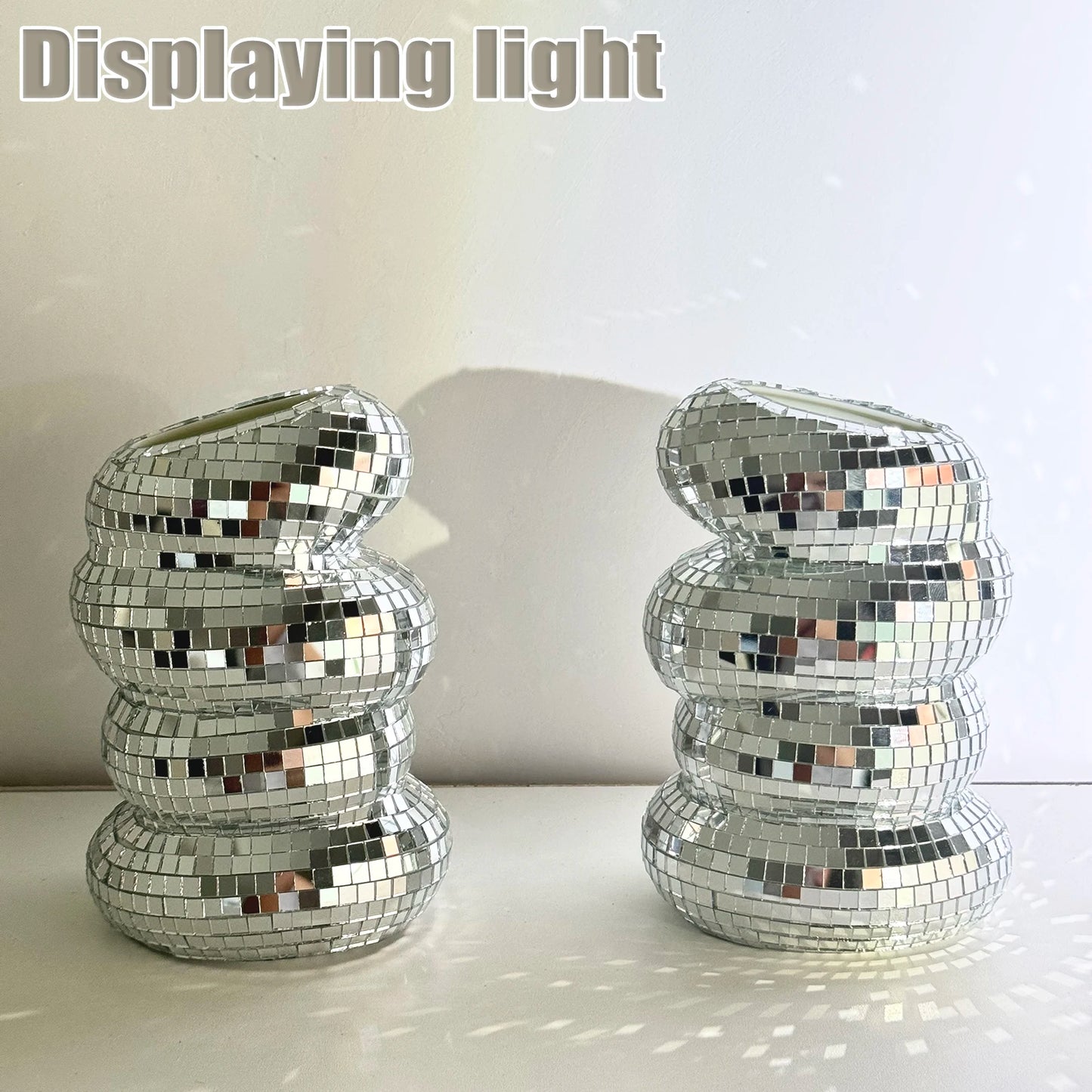 Disco Vase Modern Home Decoration Handmade Mirror Tile Flower Bottle Aesthetic Room Decor Funky Home Flower Vase Decor
