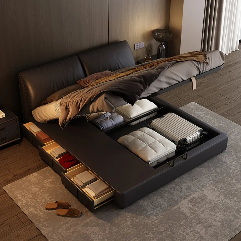 King Size Bedroom Black Bed Unique Europian Luxury Double Bed 180x200 Nightstands Somieres Y Marcos De Cama Home Decoration