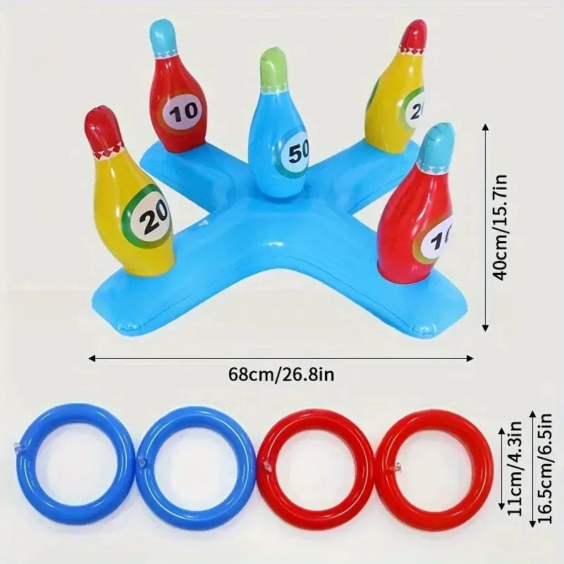 1 set of inflatable water bowling games with air pumps, swimming pools, and inflatable underwater sports suitable for swimming p