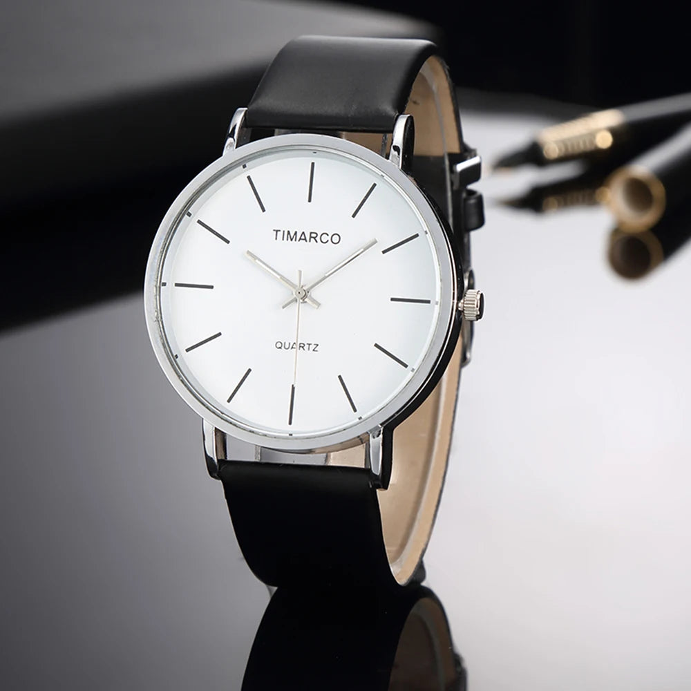 Men's Watches Fashion Metal Round Dial Analog Quartz Watch for Men Women Leather Band Wristwatch Casual Trend Simple Male Clock