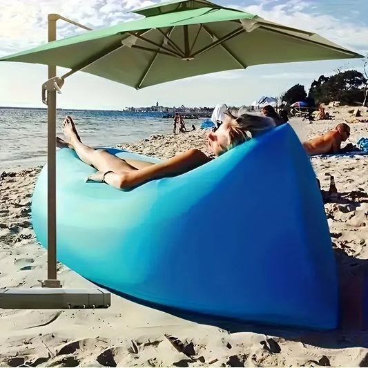 Portable Folding Single Air Sofa Outdoor Fast Inflatable Sofa Bed No Air Pump Required Beach Sleeping Bag Camping Picnic Partner