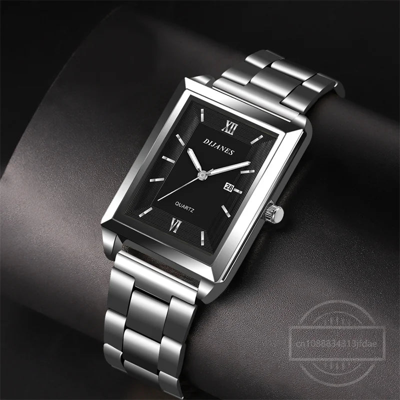 Top Brand Luxury Watches for Men Fashion Quartz Wristwatch Square Gold Stainless Steel Business Clock Relogio Masculino