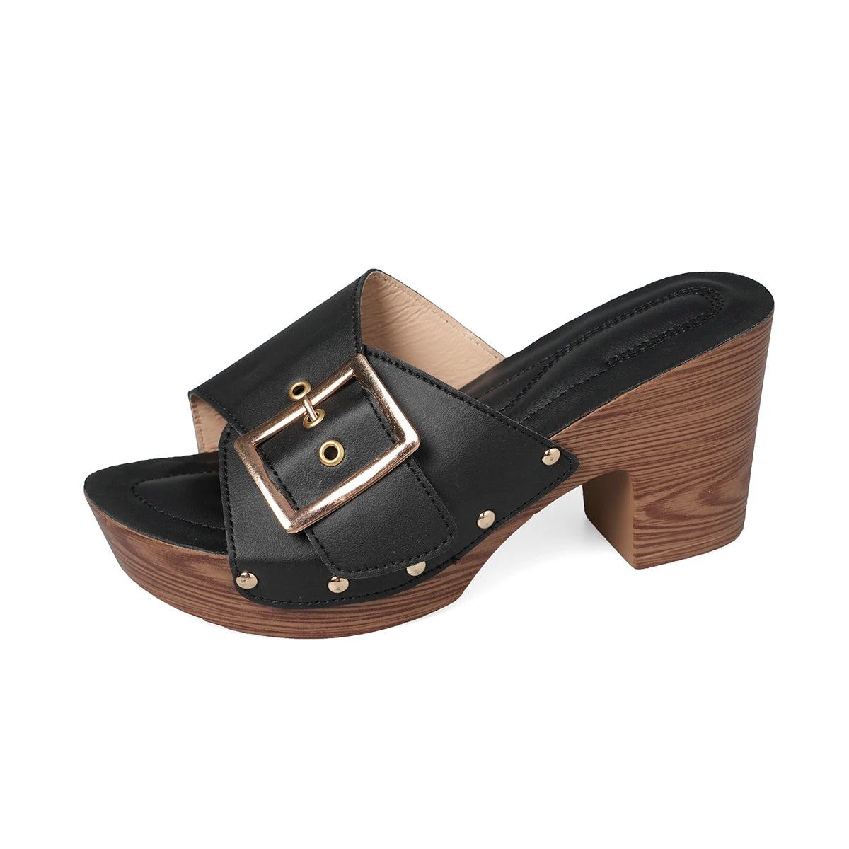 Women Slippers 2025 Summer New Fashion Elegant Soft Platform Shoes Ladies Chunky Heels Buckle Designer Slippers