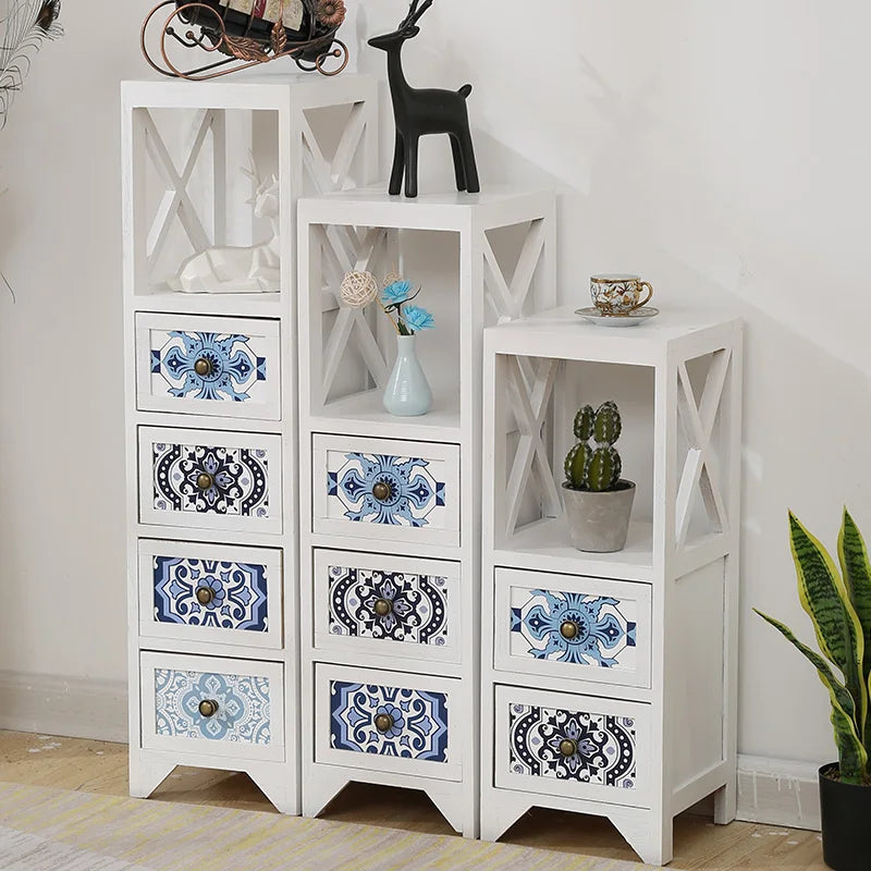 Narrow Storage Cabinet  American Style Solid Wood Storage Rack Large Capacity Multi-layer Storage Organizer Home Furniture