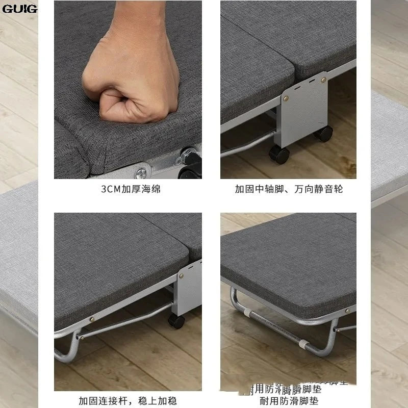 GUIG's New Tri-fold Office Rollaway Bed Single Bed Attendant Bed Siesta Bed Nap Bed Camp Bed Hard Board Bed Hot