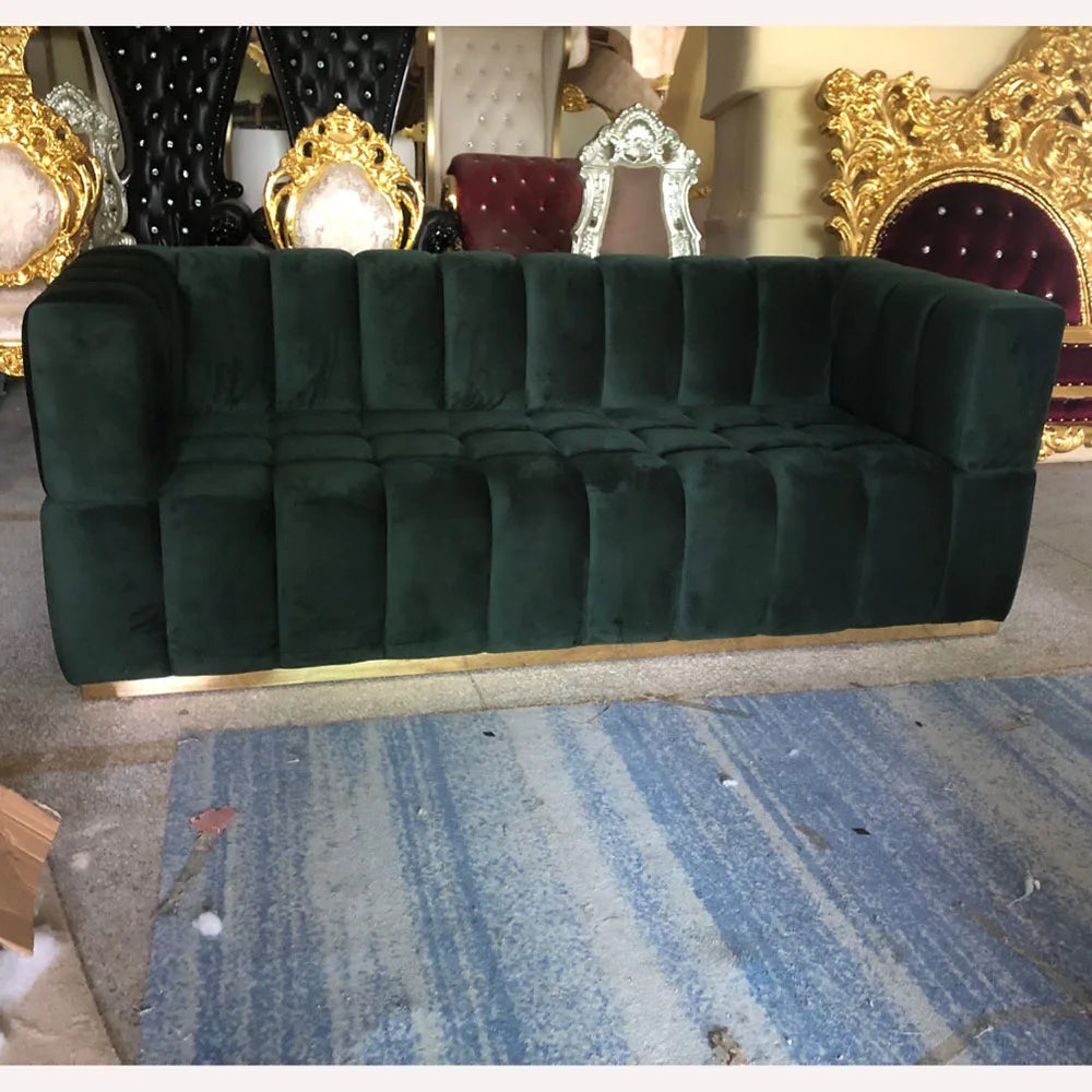 Modern Designs Home Furniture Set Green 3 Seat Velvet Living Room Sofa