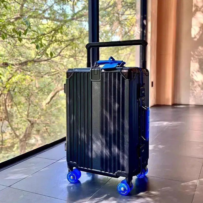 Wide Handlebar Suitcase Rolling Luggage Large Capacity Aluminum Frame Trolley Case with Colorful Silent Spinner Wheels TSA Lock
