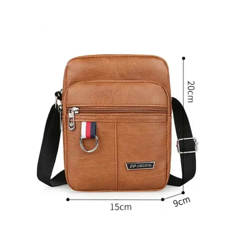 Men's PU Leather Shoulder Bag Large Capacity Chest Bag Casual Solid Color Crossbody Bag for Men Daily Use Work Office Travel.