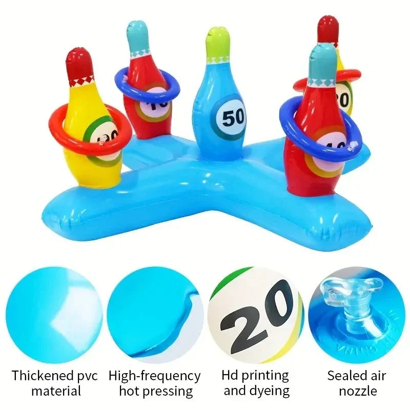 1 set of inflatable water bowling games with air pumps, swimming pools, and inflatable underwater sports suitable for swimming p