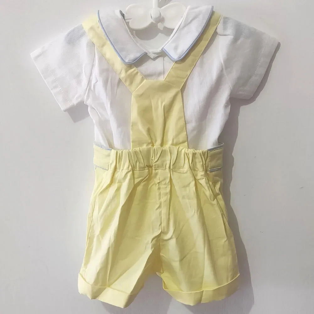 2025 Baby Set Newborn Spanish Outfits For Boy Infant Cotton Linen Blouse Shorts Suits ShirtsClothes Kids Tops Smocked